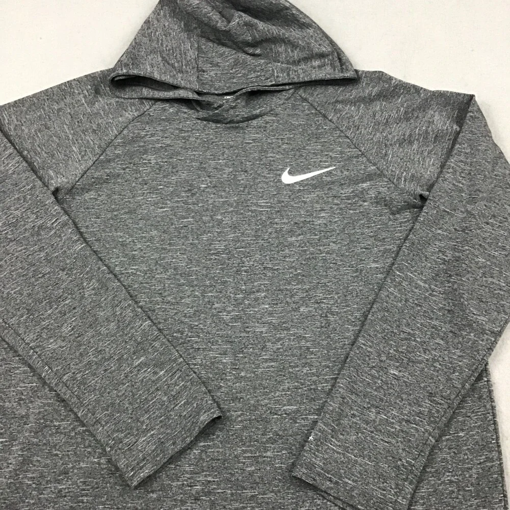 Nike Swim Shirt Men Small Gray Heather Long Sleeve Pullover Dri-FIT UPF 40+ Hood